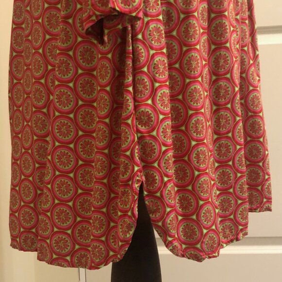 Escapada Tunic Dress Abalone Buttons Citrus Pattern Print Pink Green Size Small - Picture 9 of 14